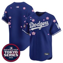 Los Angeles Dodgers Royal Blue Tokyo Series Jersey - All Stitched