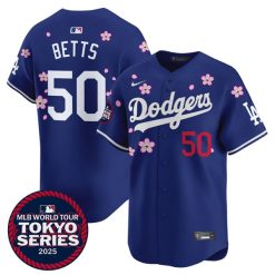 Mookie Betts Los Angeles Dodgers Royal Blue Tokyo Series Jersey - All Stitched