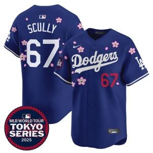 Vin Scully Los Angeles Dodgers Royal Blue Tokyo Series Jersey - All Stitched