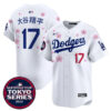 Shohei Ohtani Kanji Los Angeles Dodgers White Tokyo Series Jersey - All Stitched