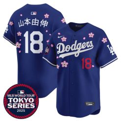 Yoshinobu Yamamoto Kanji Los Angeles Dodgers Royal Blue Tokyo Series Jersey - All Stitched