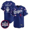 Vin Scully Micro Los Angeles Dodgers Royal Blue Tokyo Series Jersey - All Stitched