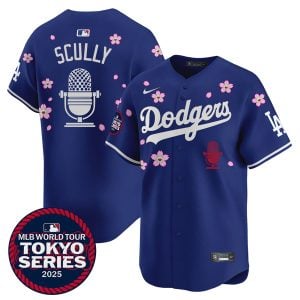 Vin Scully Micro Los Angeles Dodgers Royal Blue Tokyo Series Jersey - All Stitched