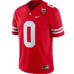 Alternative view of Number 0 Ohio State Buckeyes Football Scarlet Home Jersey - All Stitched