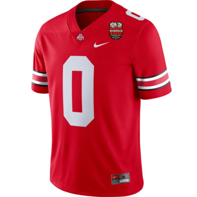 Alternative view of Number 0 Ohio State Buckeyes Football Scarlet Home Jersey - All Stitched