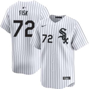 Carlton Fisk Chicago White Sox White Pinstripe Home Jersey - All Stitched