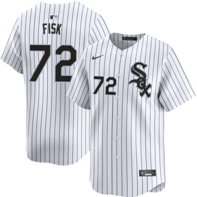 Carlton Fisk Chicago White Sox White Pinstripe Home Jersey - All Stitched