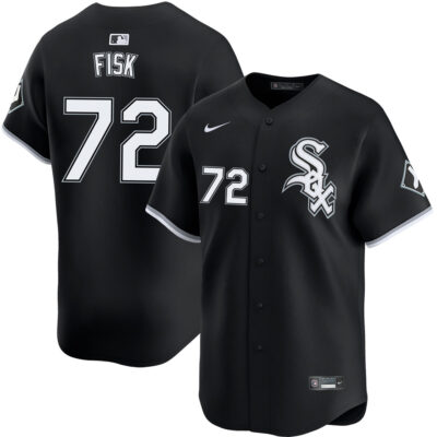 Carlton Fisk Chicago White Sox Black Alternate Jersey - All Stitched