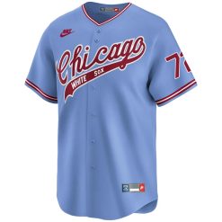 Alternative view of Carlton Fisk Chicago White Sox Blue 1972 Throwback Jersey - All Stitched