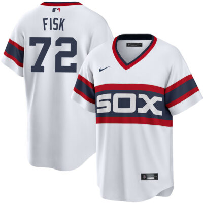 Carlton Fisk Chicago White Sox White Throwback Jersey - All Stitched