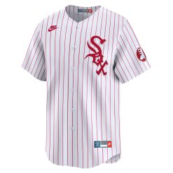 Alternative view of Andrew Benintendi Chicago White Sox Red Pinstripe Throwback Jersey - All Stitched