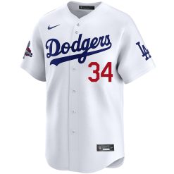 Alternative view of Fernando Valenzuela Los Angeles Dodgers White Home Limited Jersey - All Stitched