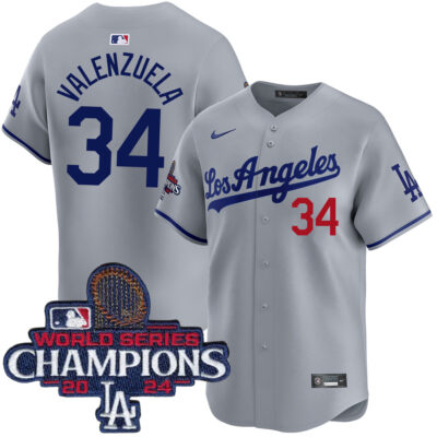 Fernando Valenzuela Los Angeles Dodgers Grey Road Limited Jersey - All Stitched