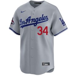 Alternative view of Fernando Valenzuela Los Angeles Dodgers Grey Road Limited Jersey - All Stitched