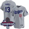 Max Muncy Los Angeles Dodgers Grey Alternate Limited Jersey - All Stitched