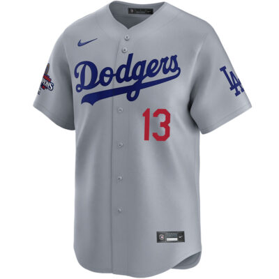 Alternative view of Max Muncy Los Angeles Dodgers Grey Alternate Limited Jersey - All Stitched