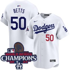 Mookie Betts Los Angeles Dodgers White Home Limited Jersey - All Stitched