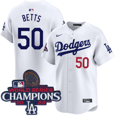 Mookie Betts Los Angeles Dodgers White Home Limited Jersey - All Stitched