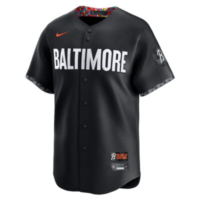 Alternative view of Custom Baltimore Orioles Black City Connect Jersey - All Stitched