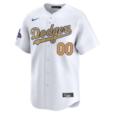 Alternative view of Custom Los Angeles Dodgers White 2025 Gold Collection Limited Jersey - All Stitched