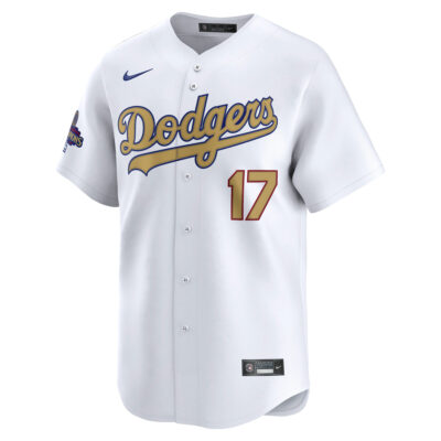 Alternative view of Shohei Ohtani Los Angeles Dodgers White 2025 Gold Collection Limited Jersey - All Stitched
