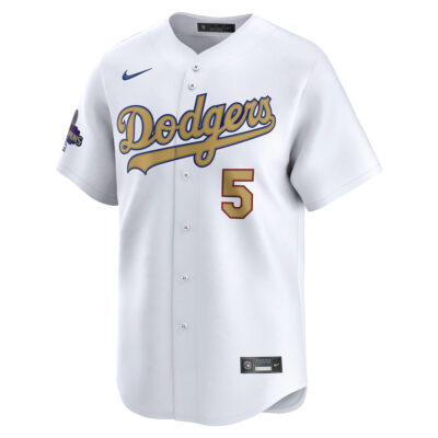 Alternative view of Freddie Freeman Los Angeles Dodgers White 2025 Gold Collection Limited Jersey - All Stitched