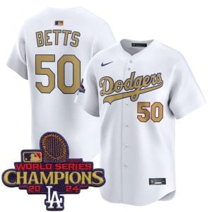 Mookie Betts Los Angeles Dodgers White 2025 Gold Collection Limited Jersey - All Stitched