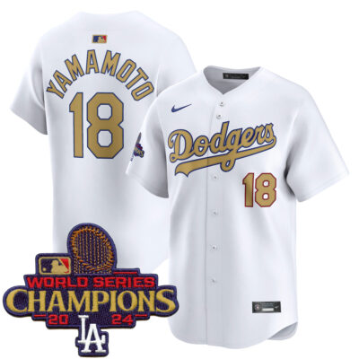 Yoshinobu Yamamoto Los Angeles Dodgers White 2025 Gold Collection Limited Jersey - All Stitched