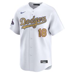 Alternative view of Yoshinobu Yamamoto Los Angeles Dodgers White 2025 Gold Collection Limited Jersey - All Stitched