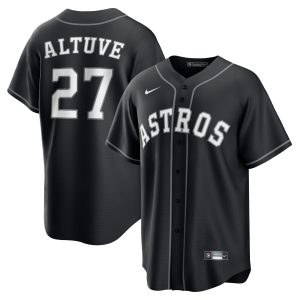 Jose Altuve Houston Astros Black Out Jersey - All Stitched