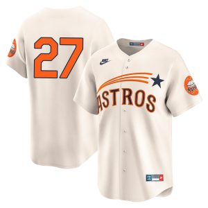 Jose Altuve Houston Astros Cream Throwback Cooperstown Collection Jersey - All Stitched