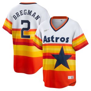 Alex Bregman Houston Astros White Orange Cooperstown Collection Jersey - All Stitched