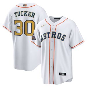 Kyle Tucker Houston Astros White 2023 Gold Collection Jersey - All Stitched