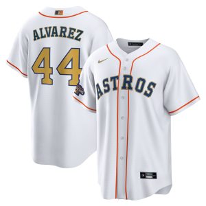Yordan Alvarez Houston Astros White 2023 Gold Collection Jersey - All Stitched