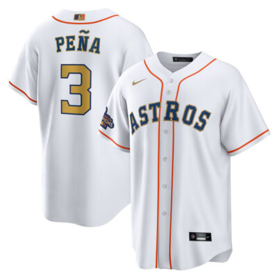 Jeremy Peña Houston Astros White 2023 Gold Collection Jersey - All Stitched