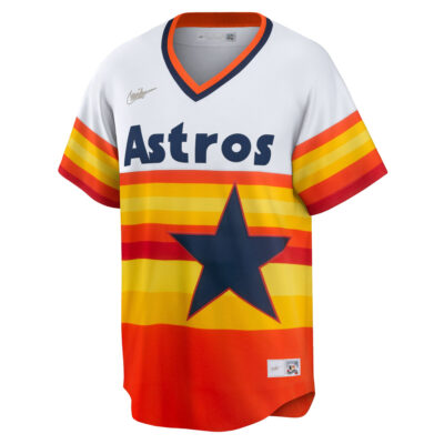 Alternative view of Jeremy Peña Houston Astros White Orange Cooperstown Collection Jersey - All Stitched