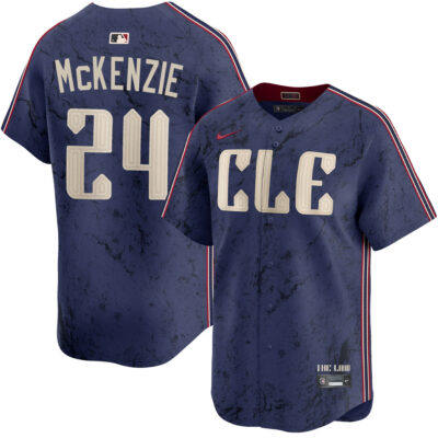 Triston McKenzie Cleveland Guardians Navy City Connect Limited Jersey - All Stitched
