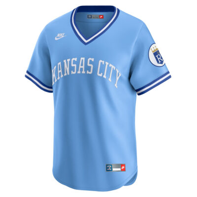 Alternative view of Salvador Perez Kansas City Royals Light Blue Cooperstown Collection Jersey - All Stitched