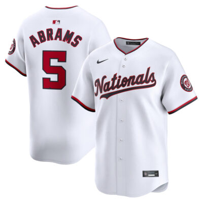 CJ Abrams Washington Nationals White Home Limited Jersey - All Stitched