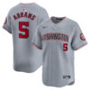 CJ Abrams Washington Nationals Grey Road Limited Jersey - All Stitched