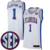 Walter Clayton Jr Florida Gators Basketball White Retro Jersey w/ SEC Patch - All Stitched