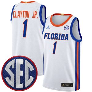 Walter Clayton Jr Florida Gators Basketball White Jersey w/ SEC Patch - All Stitched