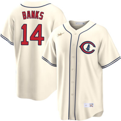 Ernie Banks Chicago Cubs Cream Field Of Dreams Jersey - All Stitched
