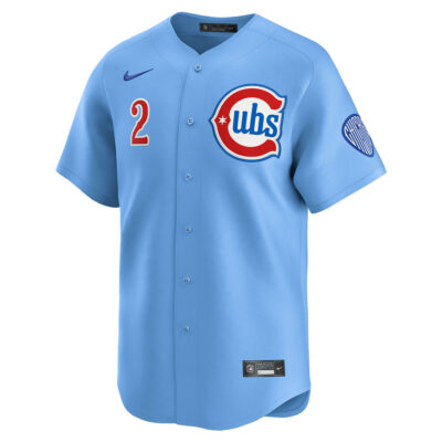 Alternative view of Nico Hoerner Chicago Cubs Blue Alternate Limited Jersey - All Stitched