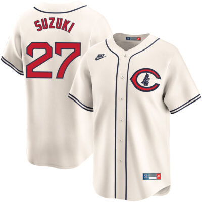 Seiya Suzuki Chicago Cubs Cream Field Of Dreams Jersey - All Stitched