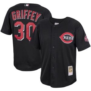 Ken Griffey Jr Cincinnati Reds Black Throwback Jersey - All Stitched