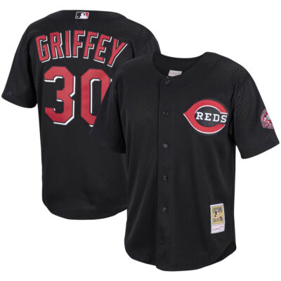 Ken Griffey Jr Cincinnati Reds Black Throwback Jersey - All Stitched