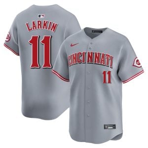 Barry Larkin Cincinnati Reds Grey Road Limited Jersey - All Stitched