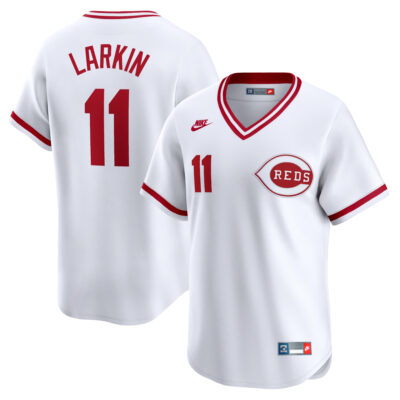 Barry Larkin Cincinnati Reds White Throwback Jersey - All Stitched