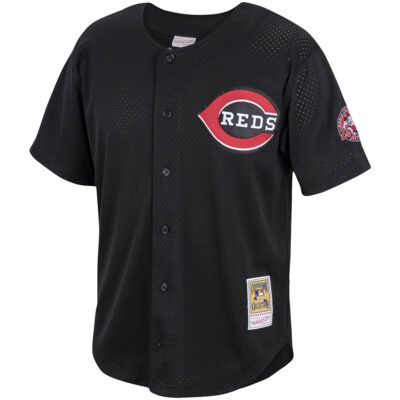 Alternative view of Barry Larkin Cincinnati Reds Black Throwback Jersey - All Stitched